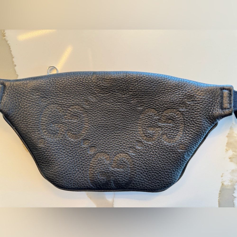 🔥 Gucci Jumbo GG Small Belt Bag Black Leather - Picture 3 of 17